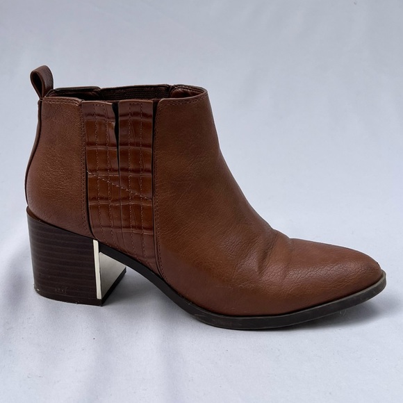 Cognac Block Heel Booties - Picture 1 of 6